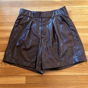 Abercrombie & Fitch Faux Leather Shorts In Brown